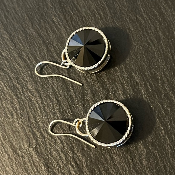 Black Onyx Round Drop Earrings - Picture 4 of 15